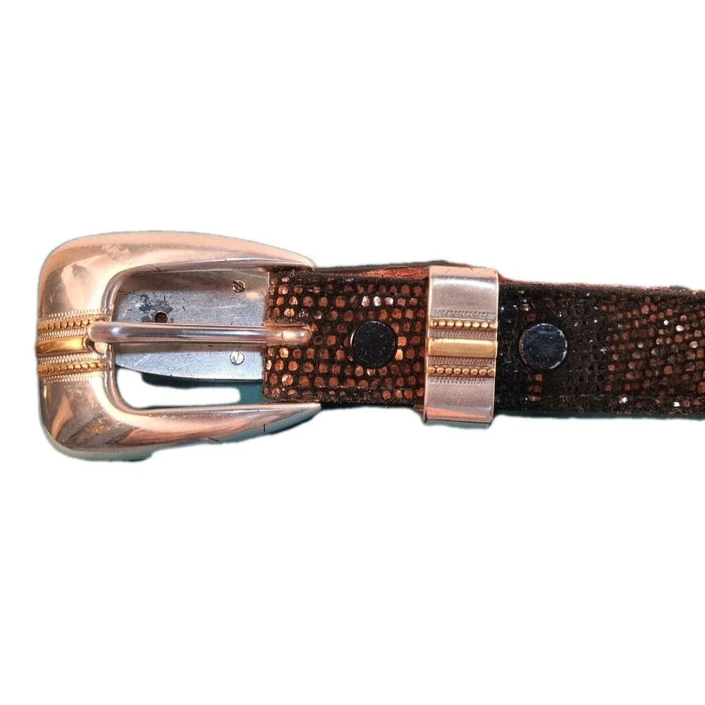 Handmade (1998) Embossed Lizard Pattern Belt James Culver Made In USA Size 34